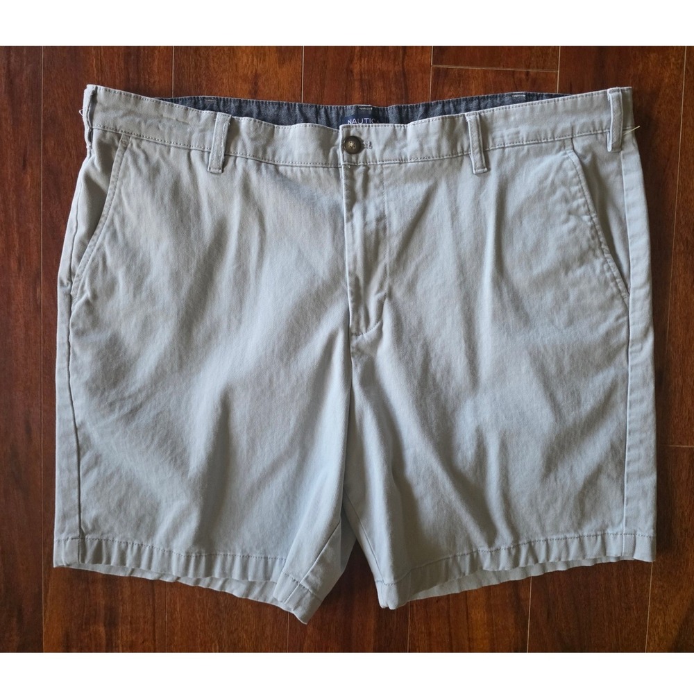 Nautica Mens Classic Fit Chino Shorts Light Grey Size 40W Cotton Twill Casual